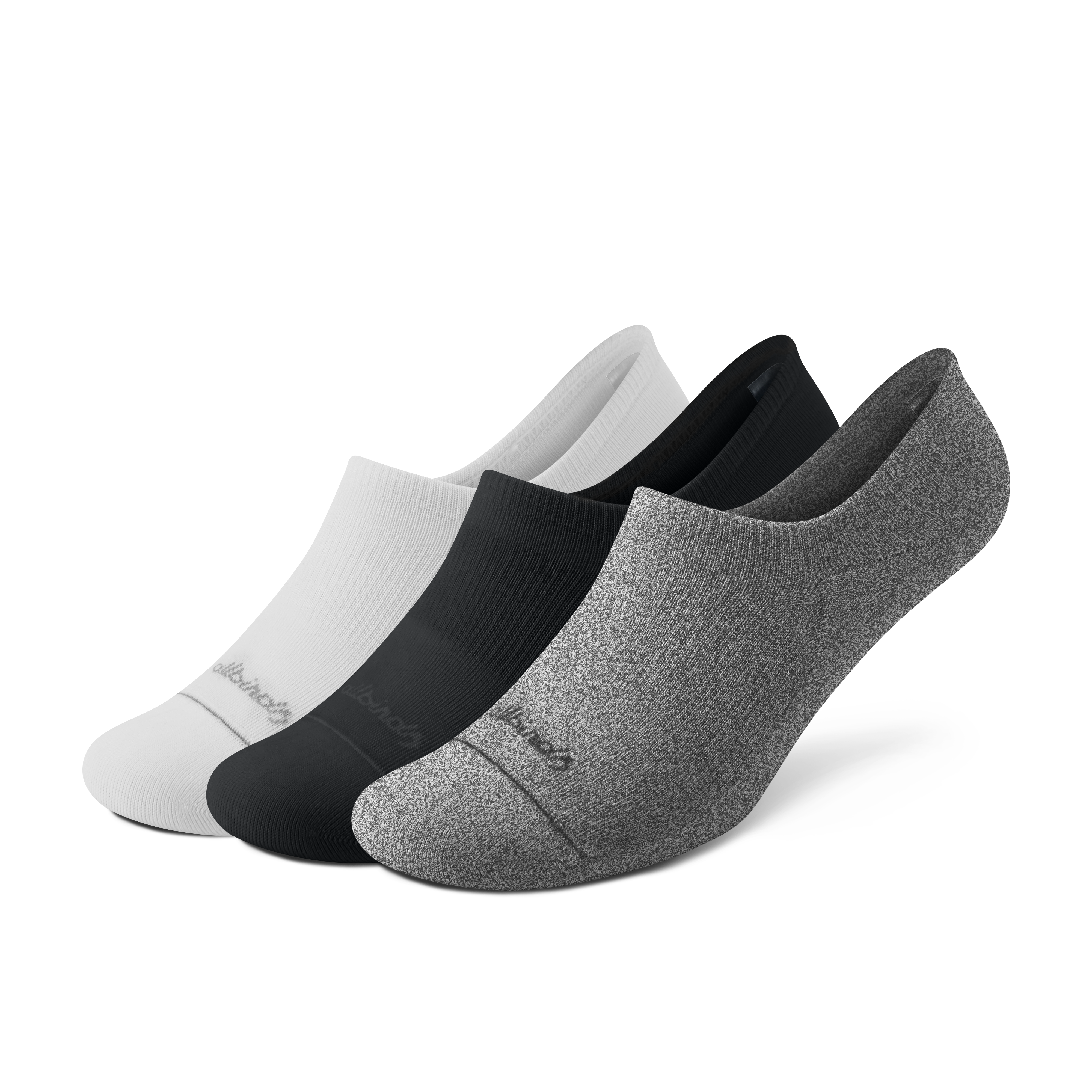 Anytime No Show Heel Grip Sock - Blizzard. Natural Black. Natural Grey Heather